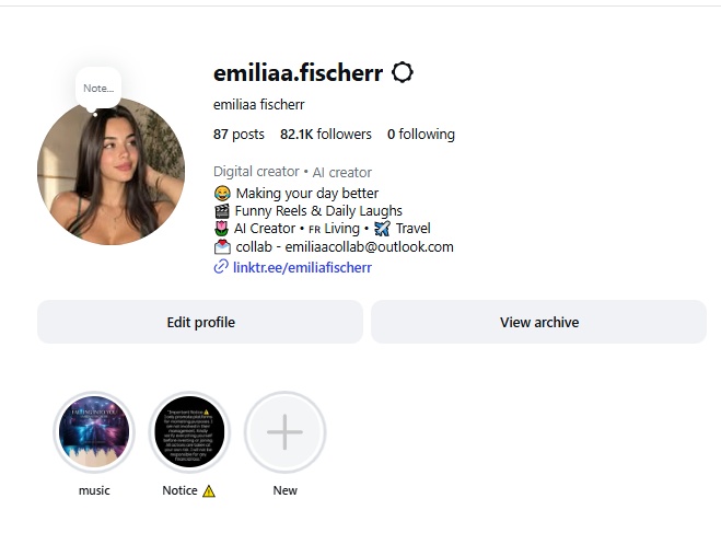 Instagram profile snapshot for emiliaa fischer